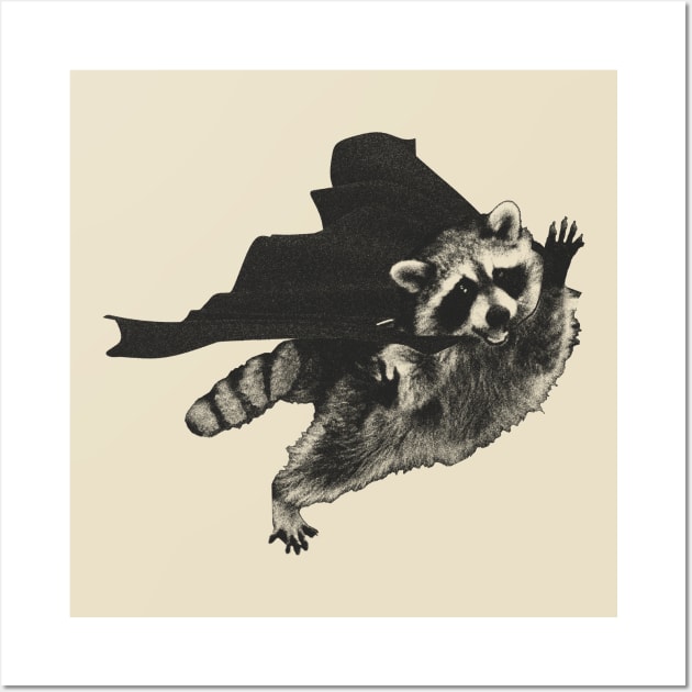 Raccoon With Cape Wall Art by dankdesigns